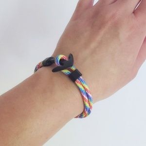 Rainbow Anchor Hook Braided Adjustable Bracelet